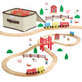 Wooden Train Set, 39PCS, Wood Train Track with Magnetic Trains and