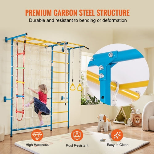 Indoor Jungle Gym for Toddlers, 7-in-1 Climbing Playset with Carbon