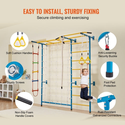 Indoor Jungle Gym for Toddlers, 7-in-1 Climbing Playset with Carbon