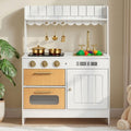 Play Kitchen for Kids, Wooden, Kids Kitchen Playset with Real Lights &