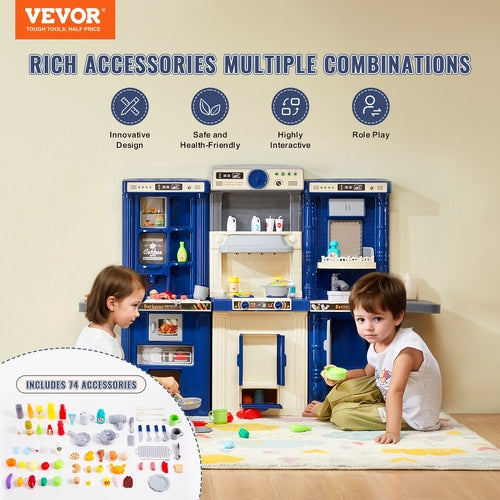 Kids Kitchen Playset, 3-in-1 Toddler Kitchen with Simulated Spray,