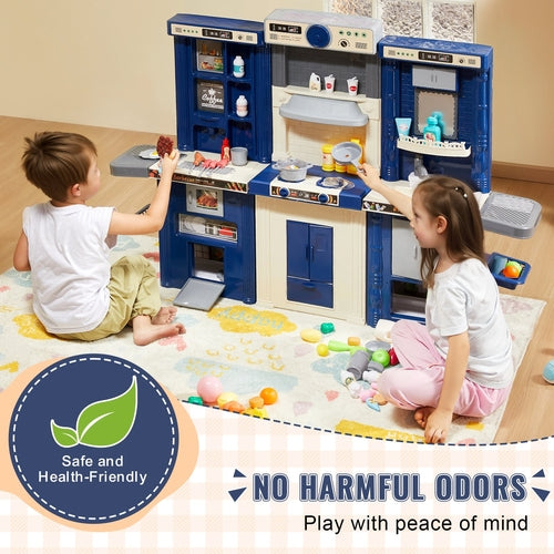 Kids Kitchen Playset, 3-in-1 Toddler Kitchen with Simulated Spray,