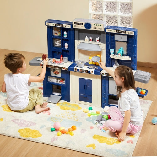 Kids Kitchen Playset, 3-in-1 Toddler Kitchen with Simulated Spray,