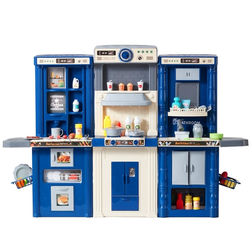 Kids Kitchen Playset, 3-in-1 Toddler Kitchen with Simulated Spray,